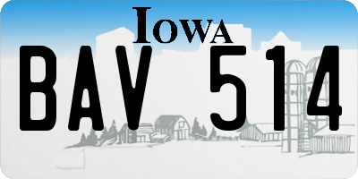 IA license plate BAV514