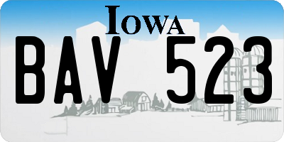 IA license plate BAV523