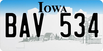 IA license plate BAV534