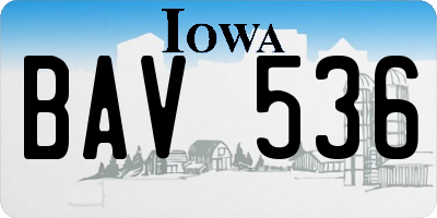 IA license plate BAV536