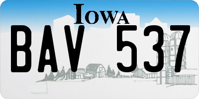 IA license plate BAV537