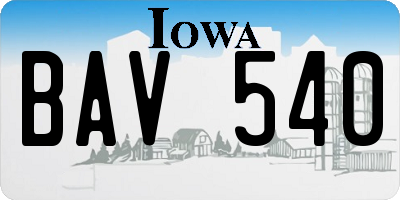 IA license plate BAV540