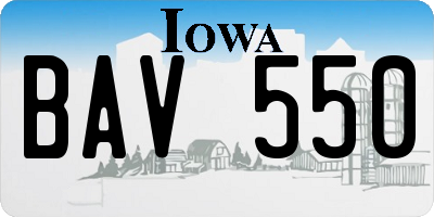 IA license plate BAV550