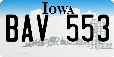 IA license plate BAV553