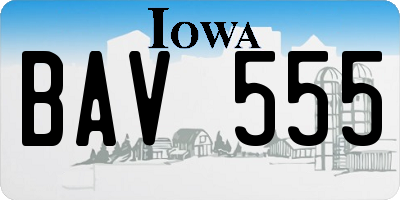 IA license plate BAV555