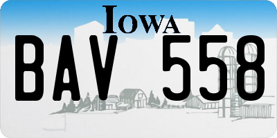 IA license plate BAV558
