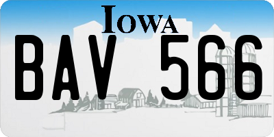 IA license plate BAV566