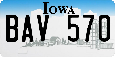 IA license plate BAV570