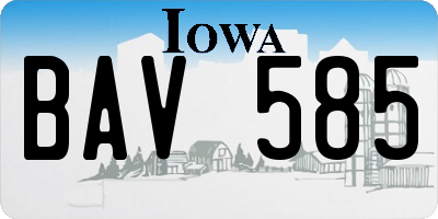 IA license plate BAV585