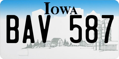 IA license plate BAV587