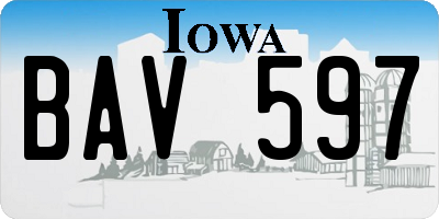 IA license plate BAV597
