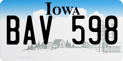 IA license plate BAV598