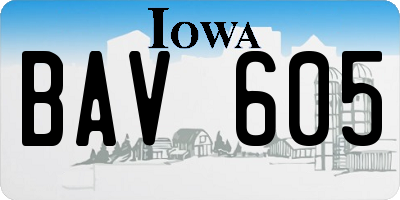 IA license plate BAV605