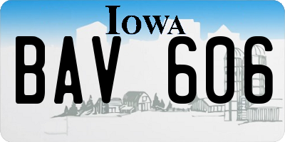 IA license plate BAV606