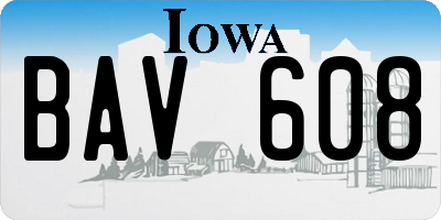 IA license plate BAV608
