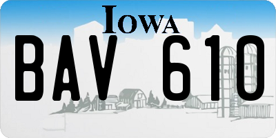 IA license plate BAV610
