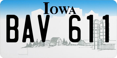 IA license plate BAV611
