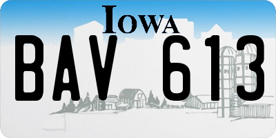 IA license plate BAV613
