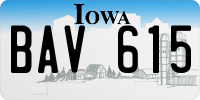 IA license plate BAV615