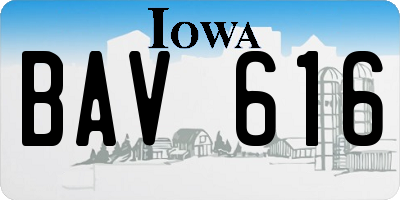 IA license plate BAV616
