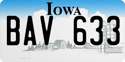 IA license plate BAV633