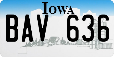 IA license plate BAV636