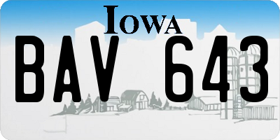 IA license plate BAV643