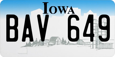 IA license plate BAV649