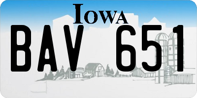 IA license plate BAV651