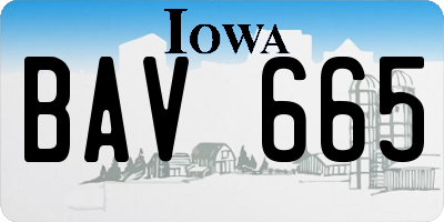 IA license plate BAV665