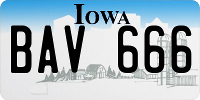 IA license plate BAV666
