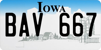 IA license plate BAV667