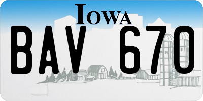 IA license plate BAV670