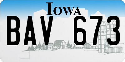 IA license plate BAV673
