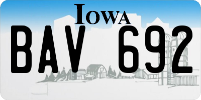 IA license plate BAV692