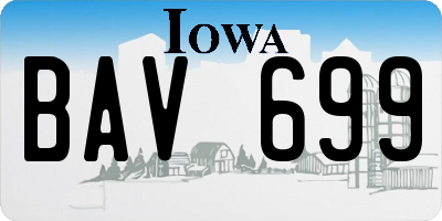 IA license plate BAV699