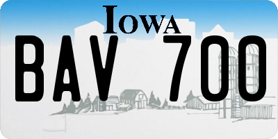 IA license plate BAV700