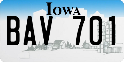 IA license plate BAV701