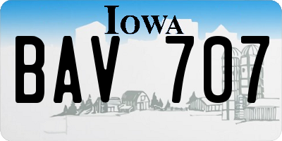 IA license plate BAV707