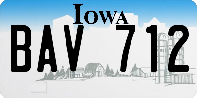 IA license plate BAV712