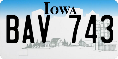 IA license plate BAV743