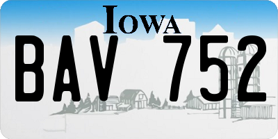 IA license plate BAV752