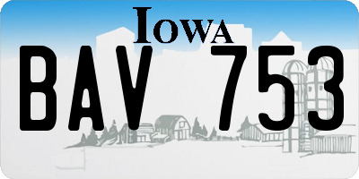 IA license plate BAV753