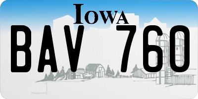 IA license plate BAV760