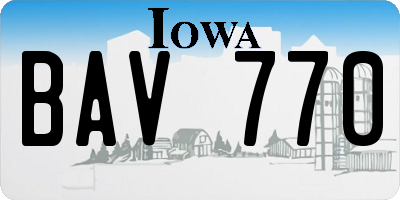 IA license plate BAV770