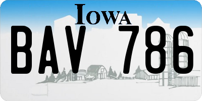 IA license plate BAV786