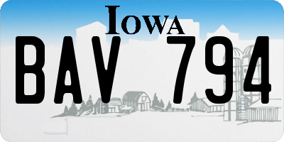 IA license plate BAV794