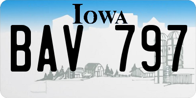 IA license plate BAV797