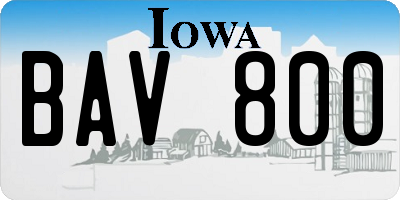 IA license plate BAV800