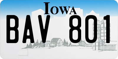 IA license plate BAV801